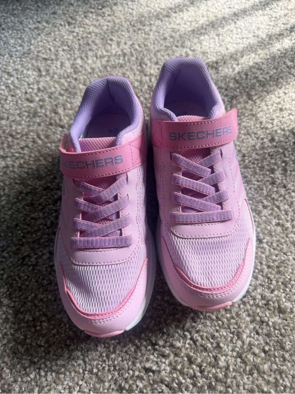 Skechers Kids Pink and Lavender Hook-and-Loop Athletic Sneakers